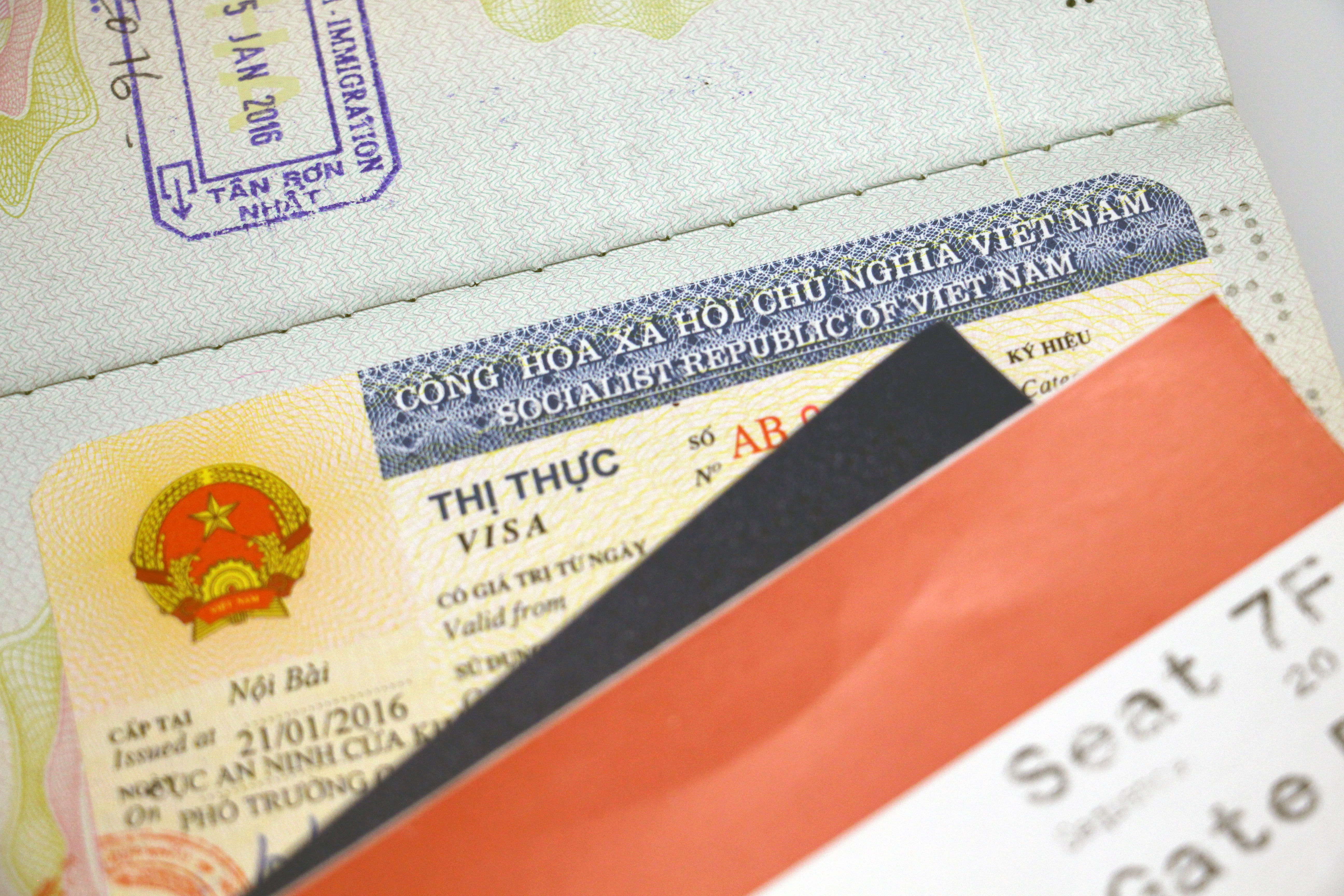 Vietnamese visa sticker-in passport