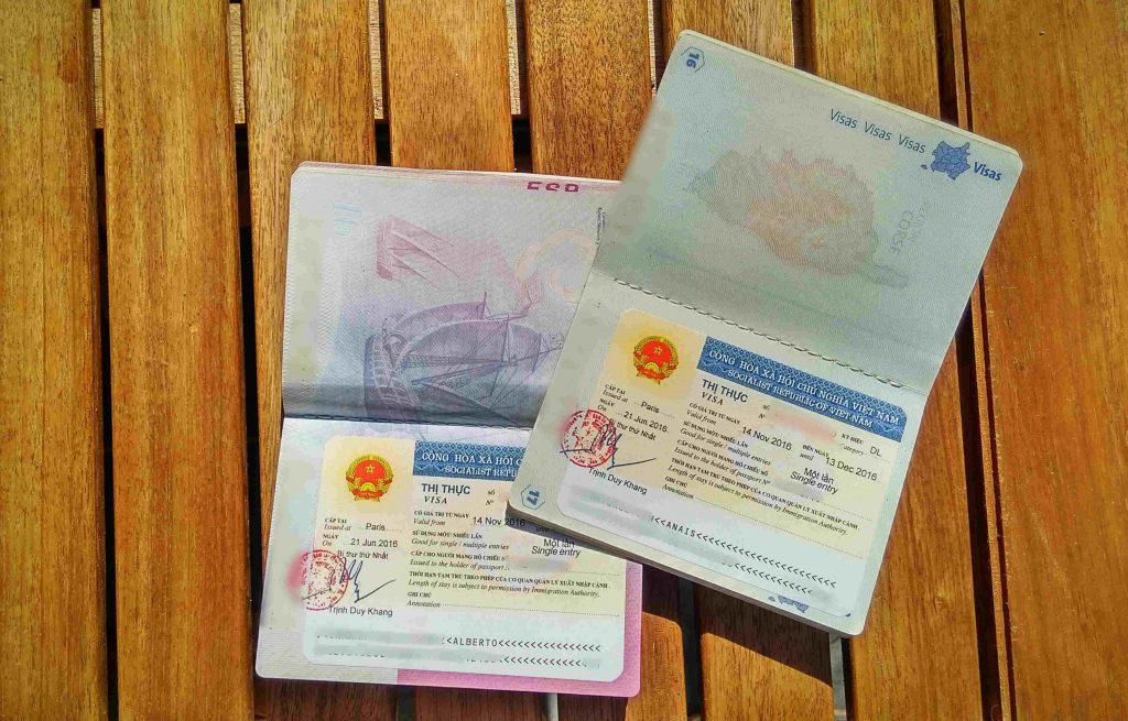 Two vietnam Visa on the table